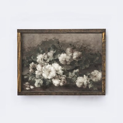 Vintage Dark Flower Art Sign