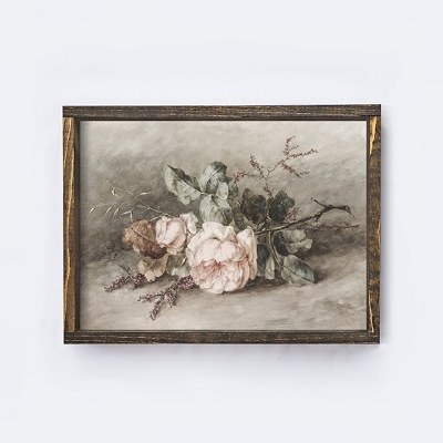 Vintage Rose Bouquet Wood Sign