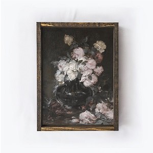 Vintage Dark Floral Sign Med