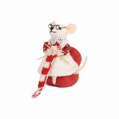 Mouse Knitter Ornament