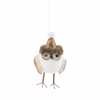 Plush Owl Ornament 1ct Lg