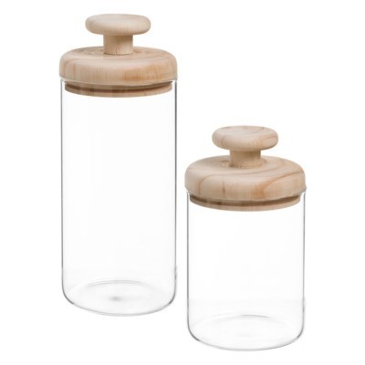 Glass/wood Canister Large 1ct
