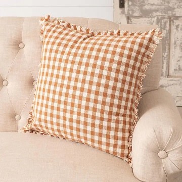 Check Rust &amp; Cream Pillow 18i