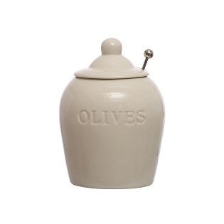 Olive Jar With Spoon Beige