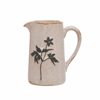 Debossed Stoneware Creamer 1ct