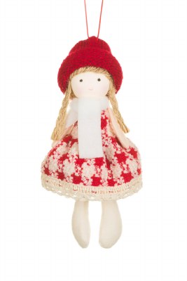 Gingham Red Girl Doll Ornament