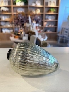 Glass Egg Ornament Silver Sm