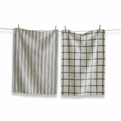Tea Towel Black/wht 1ct Stripe