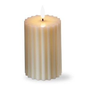 Led Ribbed Candle Cream 3x6in