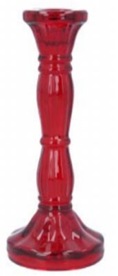 Glass Candle Holder Red
