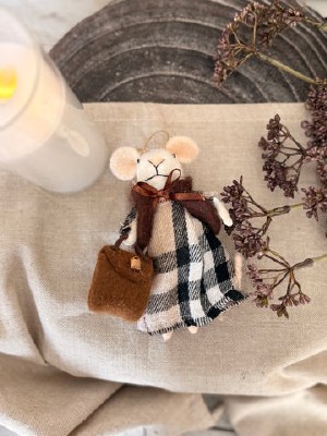Mouse Ornament Tartan Tessa