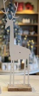 Metal Deer On Wood White