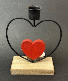 Heart Taper Holder Wood Iron