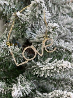 Love Rhinestone Gold Ornament