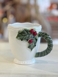 Holly Mug 1ct Green Handle