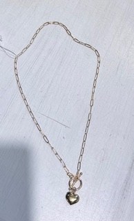 Paperclip Necklace Heart Gold