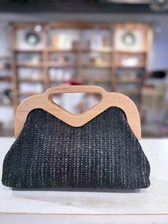 Elsa Raffia Purse Black