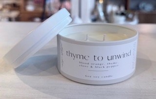Candle 6oz Thyme Unwind White
