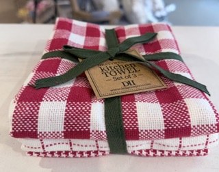 Tea Towels Set Red/ White 3pcs