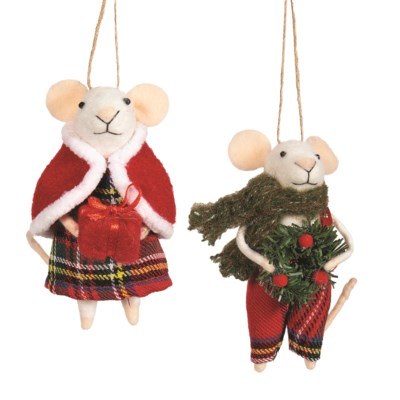 Mouse Tartan Ornament 1ct