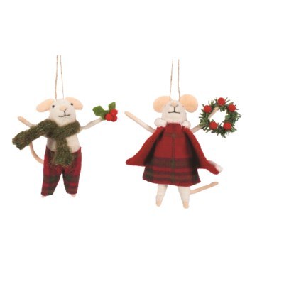 Mouse Tartan Ornament 1ct
