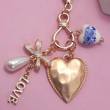 Key/purse Charm Porcelain Bow