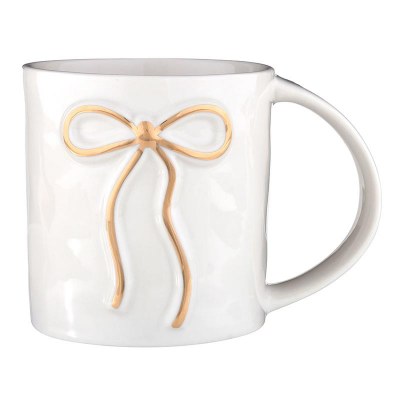 Mug Bow Cream With Gold Bow