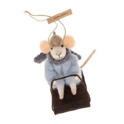 Mouse Ornament Sledding Solomo