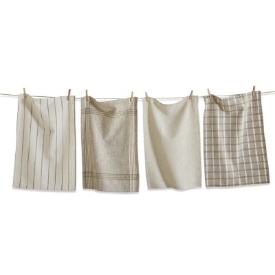Tea Towel Beige Plaid 1ct