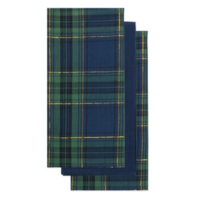 Tea Towels Blue Check 3pcs