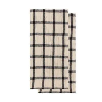 Tea Towel Black Check 1ct