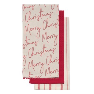 Tea Towels Merry Script 3pcs