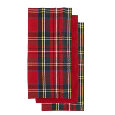Tea Towel Holiday Plaid 3ct