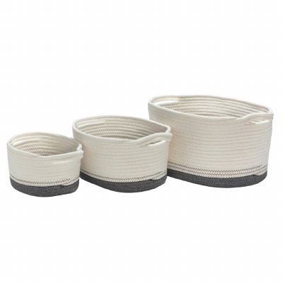 Cotton Oval Basket 2 Tone Sm