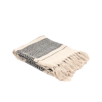 Woven Throw Cream/black