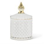 Quilted Covered Glass Jar Wht