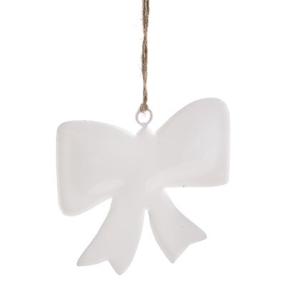 White Enamel Bow Ornament 1ct