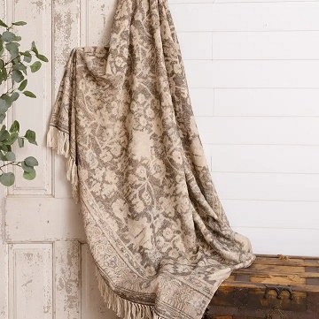Throw Antique Slub Gray/cream