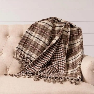 Throw Reversible Brown Plaid