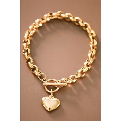 Heart Pendant Bracelet Gold Wp