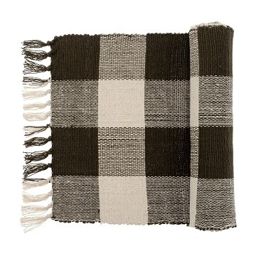 Runner Gingham Charcoal 6ft
