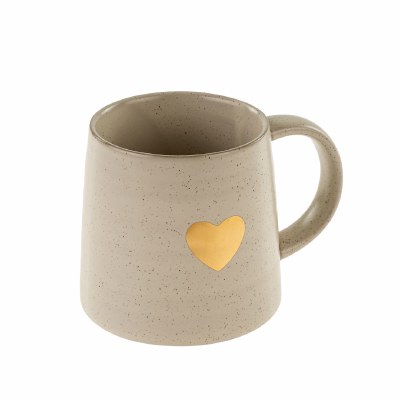 Gold Heart Stoneware Mug