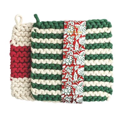 Pot Holder Green Stripe 1ct
