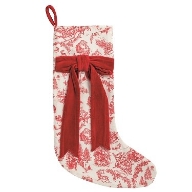 Stocking Toile With Red Bow