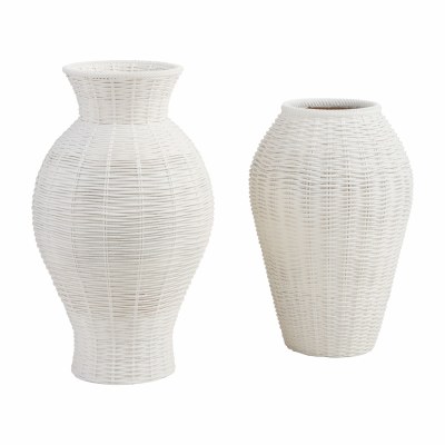 Resin Basketweave Vase Lg 1ct