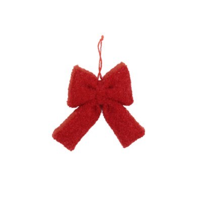 Bow Teddy Ornament Large Red