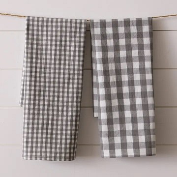 Tea Towel Grey/white Check 1ct