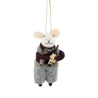 Mouse Festive Wine Ornament