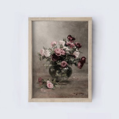 Vintage Floral Print Sign Med