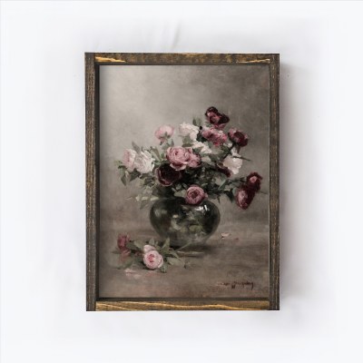Vintage Floral Print Sign Lg